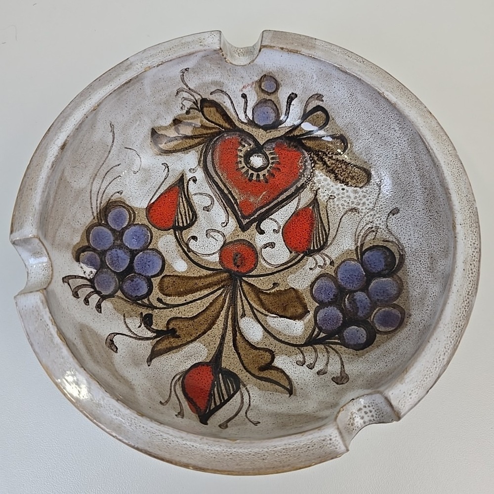 Vintage Schiavon Venezia Italian Art Pottery Ashtray Hand Painted Trinket‎ Dish